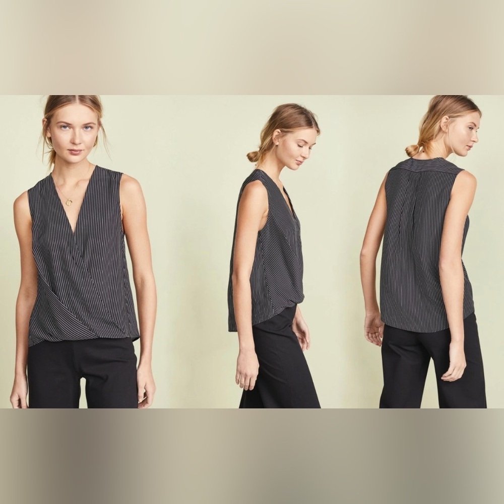 Rag & Bone Black Striped silk Women's Top - Picture 2 of 10